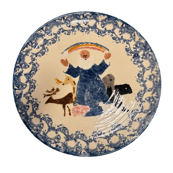 Buttermilk Acres Stoneware Blue Noahs Ark Pottery Plate 9 1/2" Signed Rare - Picture 9 of 9